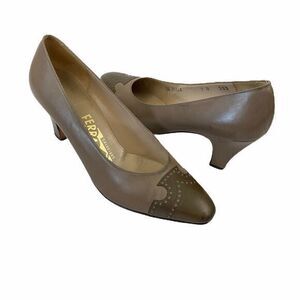 Salvatore Ferragamo Cap Toe Brogue Pumps